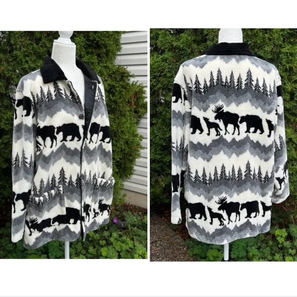 Quality Goods™️ (made in Canada) Jackets & Blazers - 🎁🆕 Unisex-Oversized, or not-comfy soft fleece cardigan w/Canadian wildlife